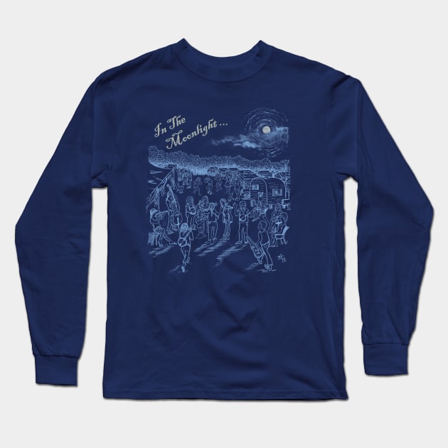 Jamming In the Moonlight Long Sleeve T-Shirt by katgaddis